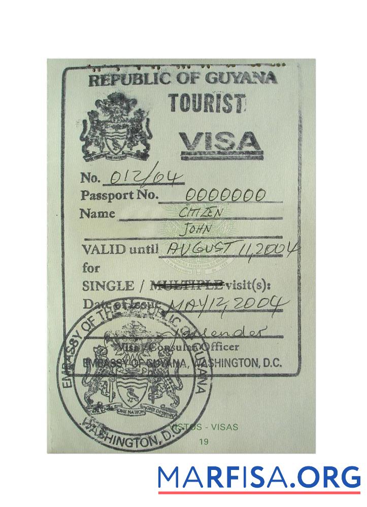 Blank Guyana stamp visa example